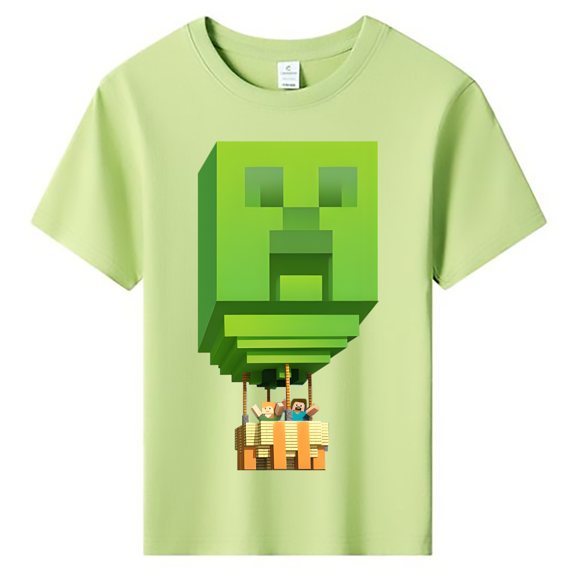 （画像用） マインクラフト ブロックの世界 Minecraft MC Block world 綿100％キッズTシャツ（フロントプリント）